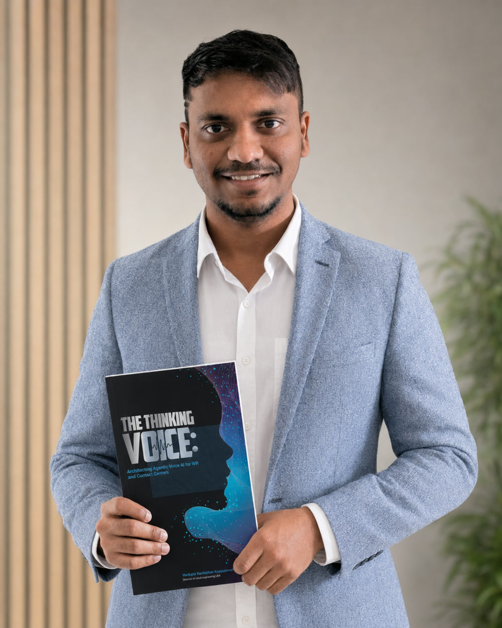 Hari Kishan holding The Thinking Voice